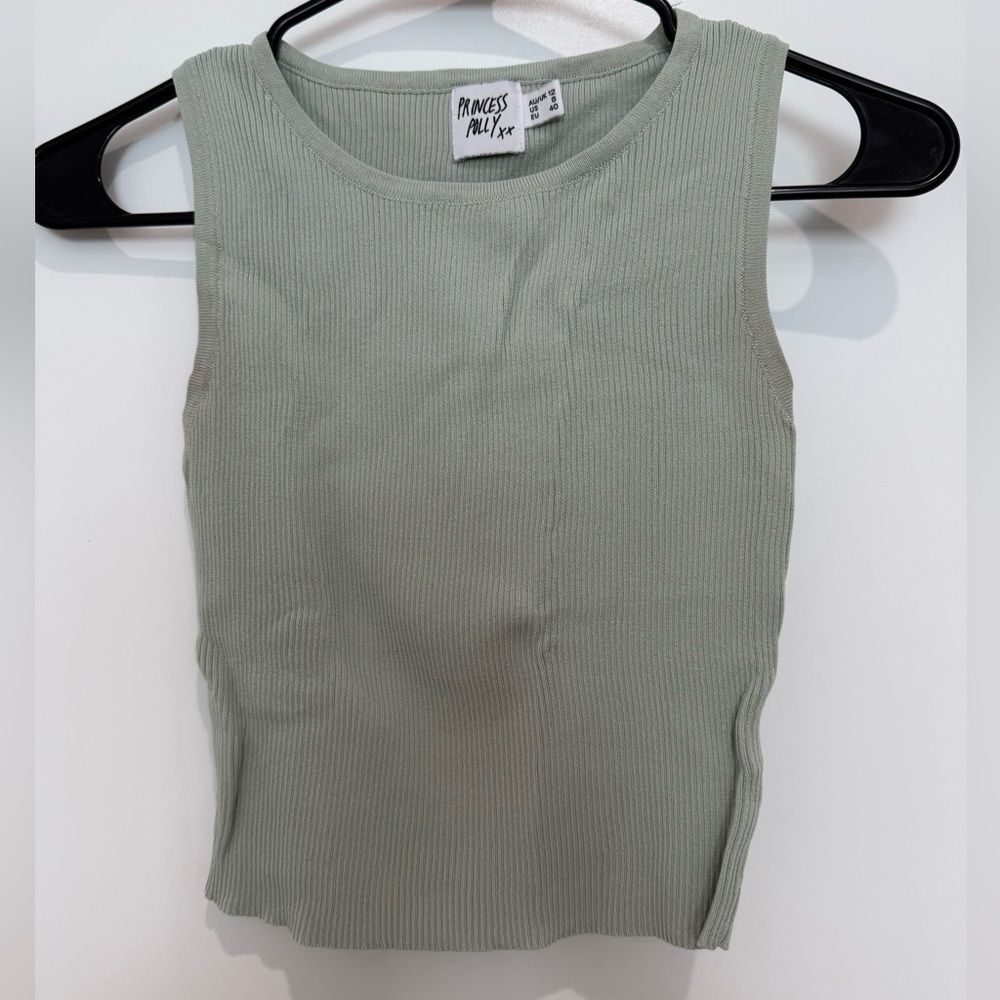 Princess Polly Green Fitted Sleeveless Tank Top